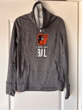 Baltimore Orioles MLB Under Armour Fanatics cowl neck womens gray medium hoodie